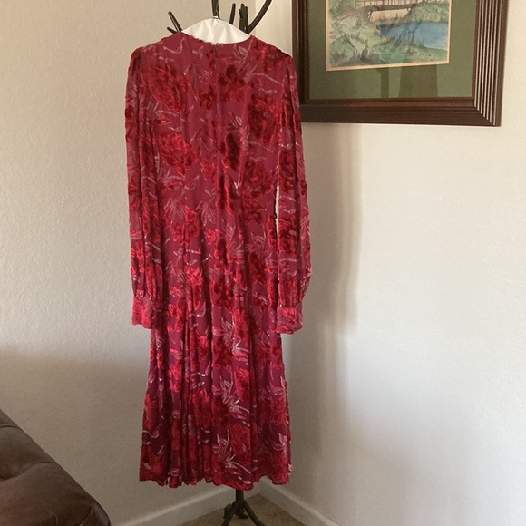 Erdem Carwen Dress 2018 Velvet Voile Jacquar Raspberry Size 6 - Picture 12 of 16